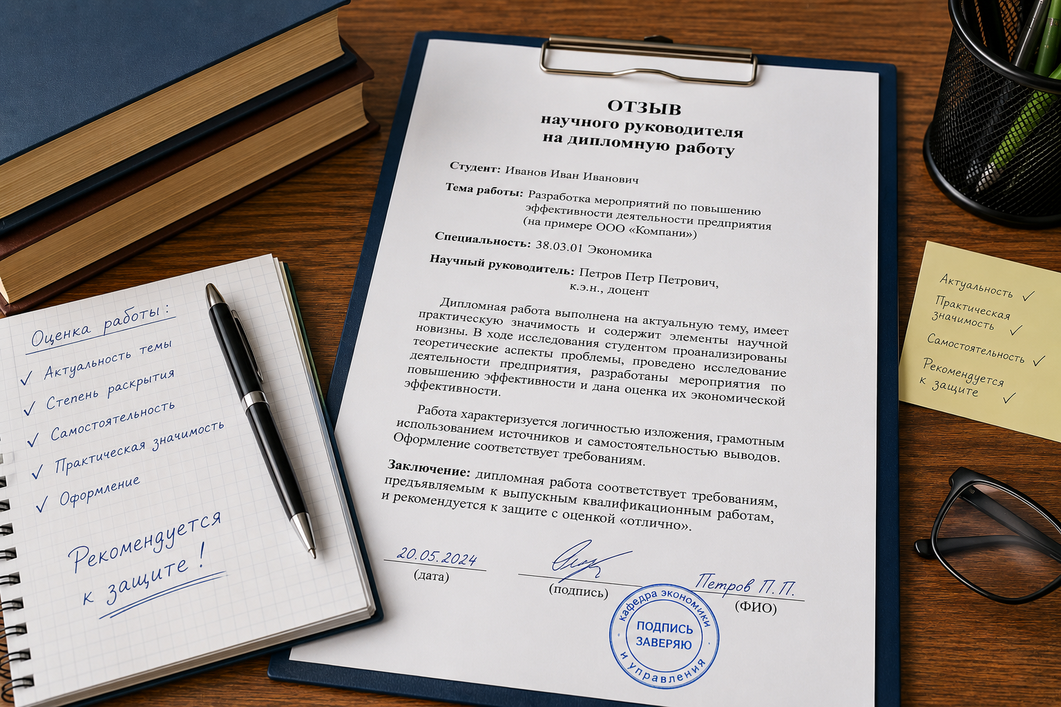 Отзыв научного руководителя на дипломную работу: образец и структура